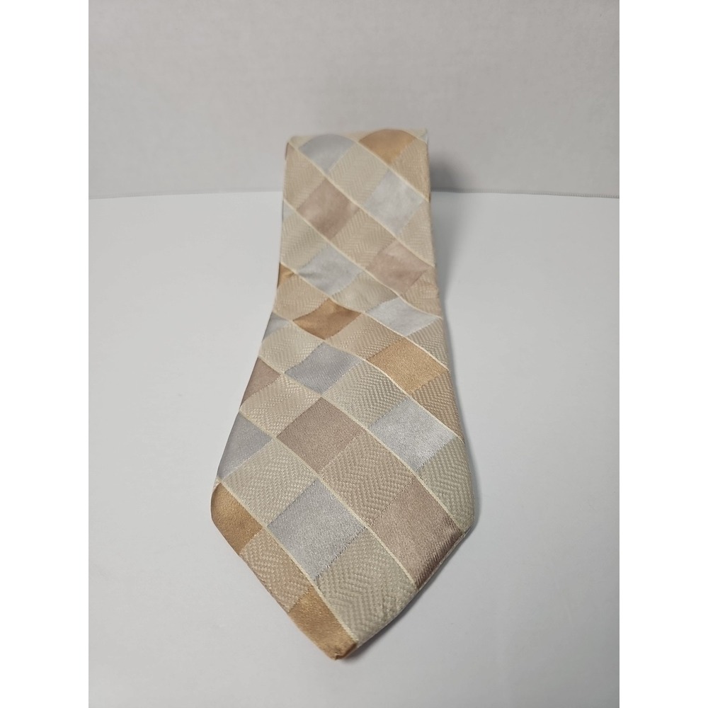 Michael Kors Men's‎ 100% Silk Necktie Wide Brown Tans Earth Toned Geometric